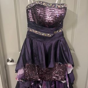 Tony Bowls floral high-lo prom dress